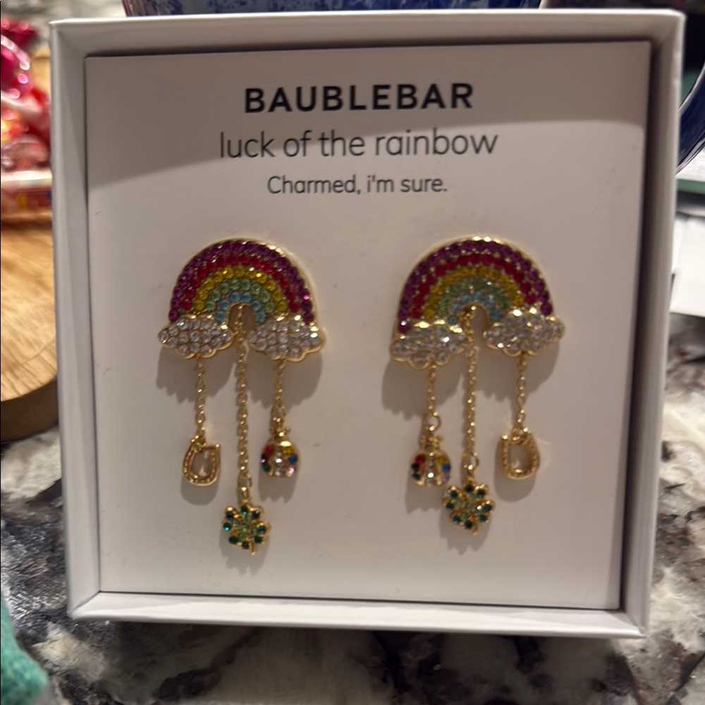 BaubleBar Rainbow Earrings with Gold Accents